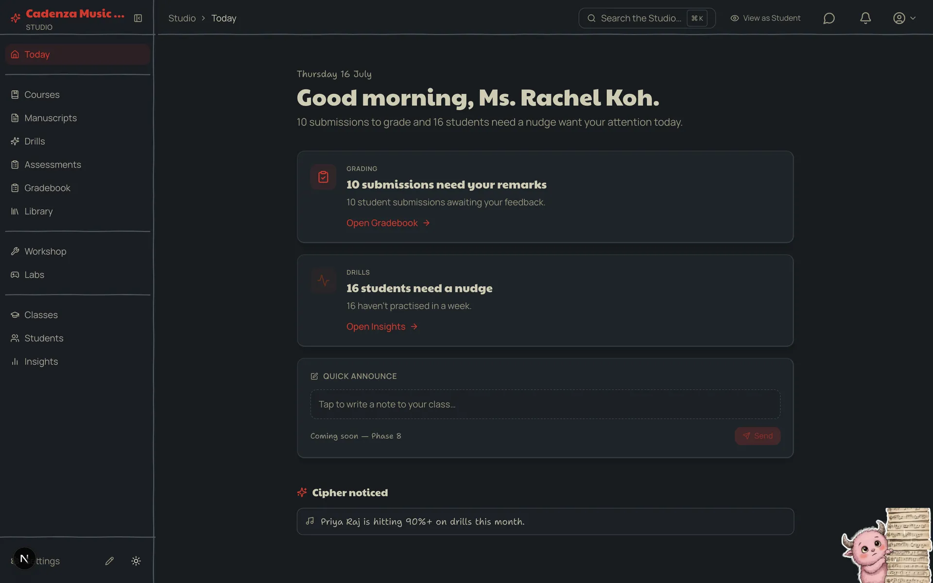 The Ilvrant instructor dashboard