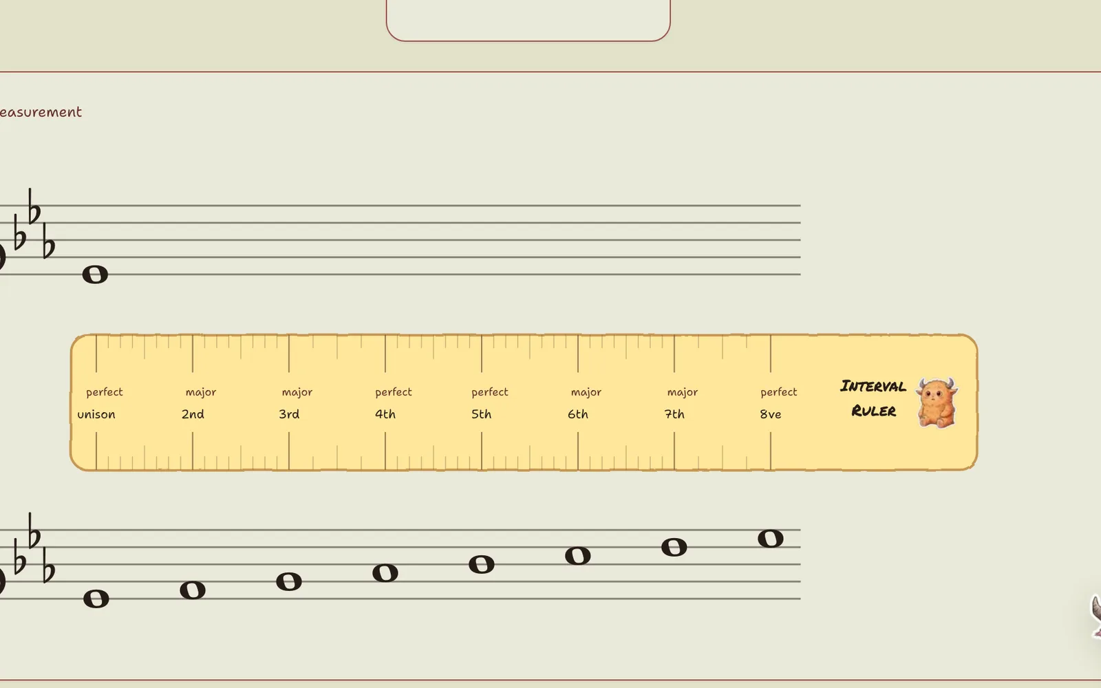 The interval ruler, measuring an interval against a major-scale ruler